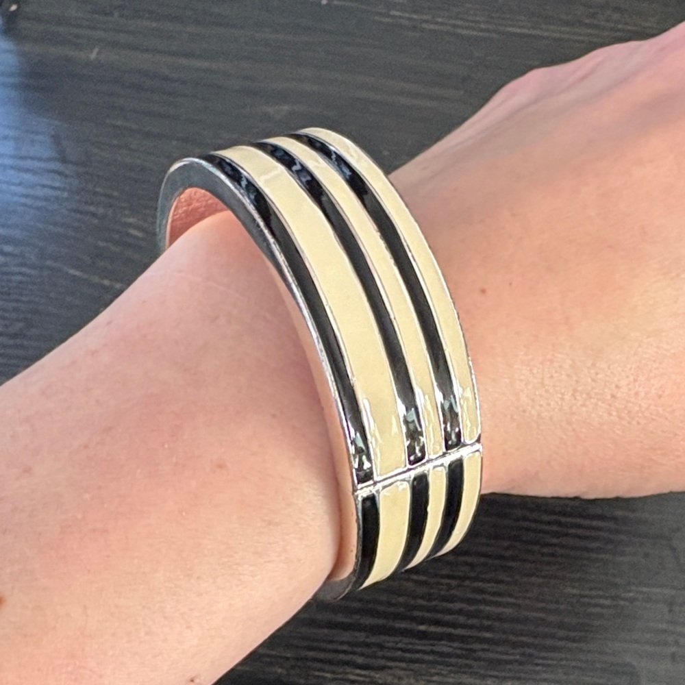 Silver and Black Cuff Bracelet